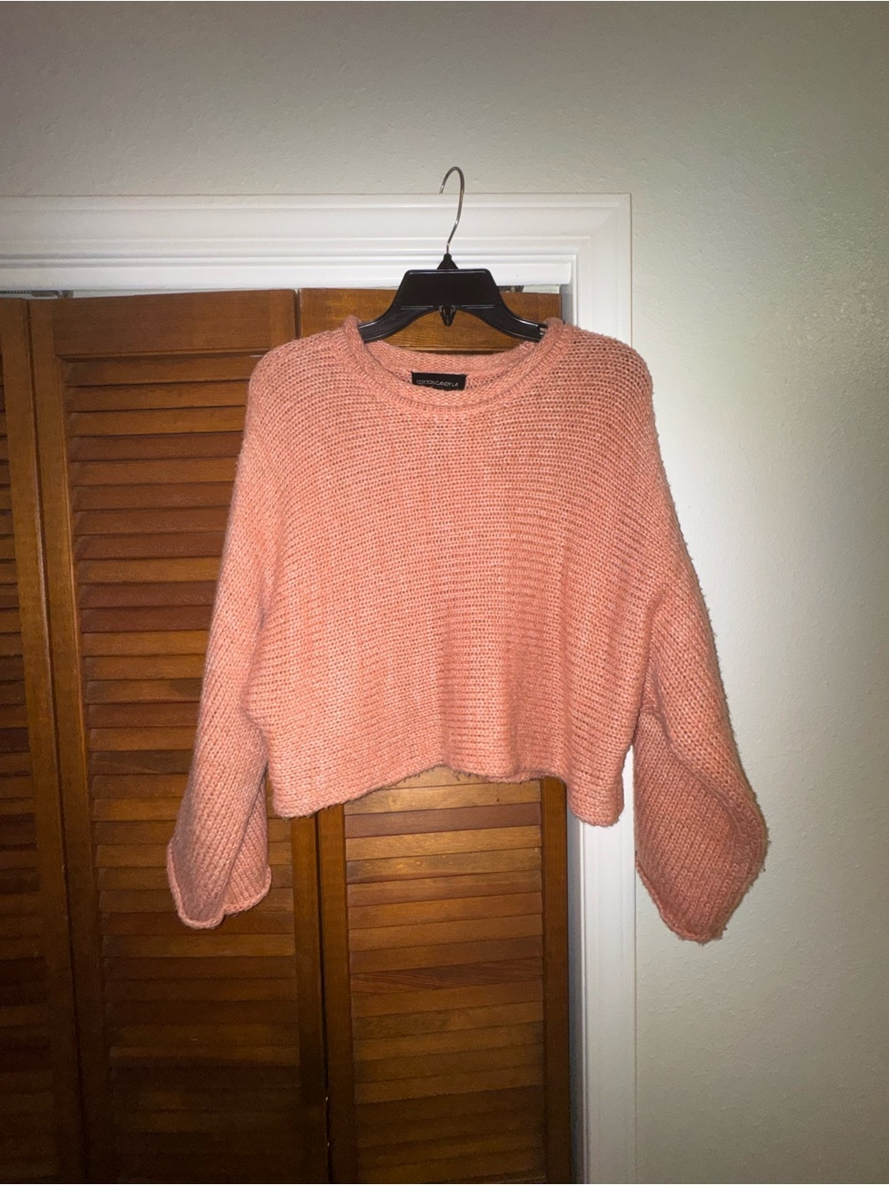 Cotton Candy Peach Cropped Crewneck Sweater